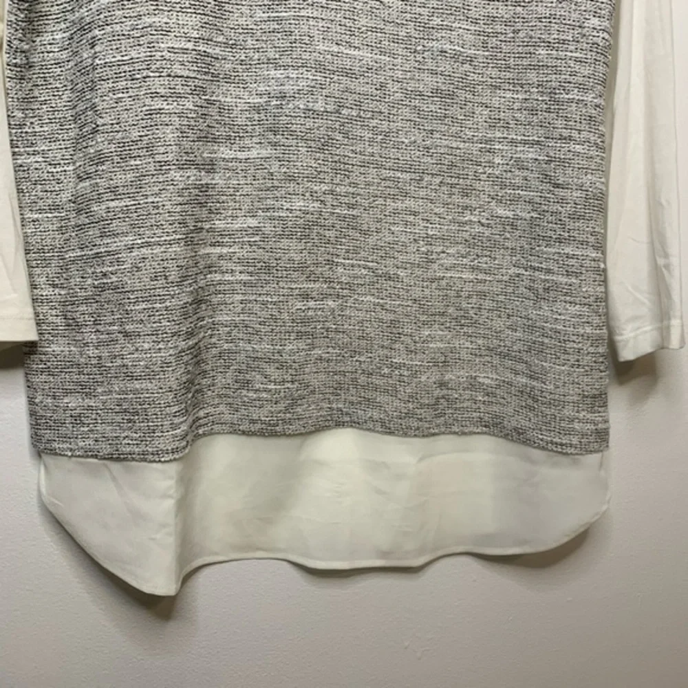 Van Heusen 3/4 Sleeves White and Grey Top Medium - Picture 3 of 8